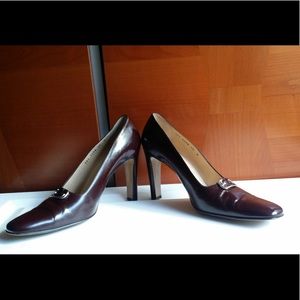 Burgundy calfskin Gucci pumps size10B